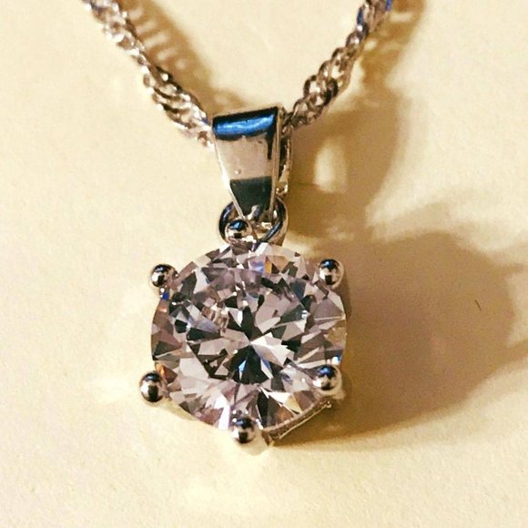 Simply Elegant Classic 2CT Solitaire AAAAA Diamonique Necklace - Picture 2 of 6